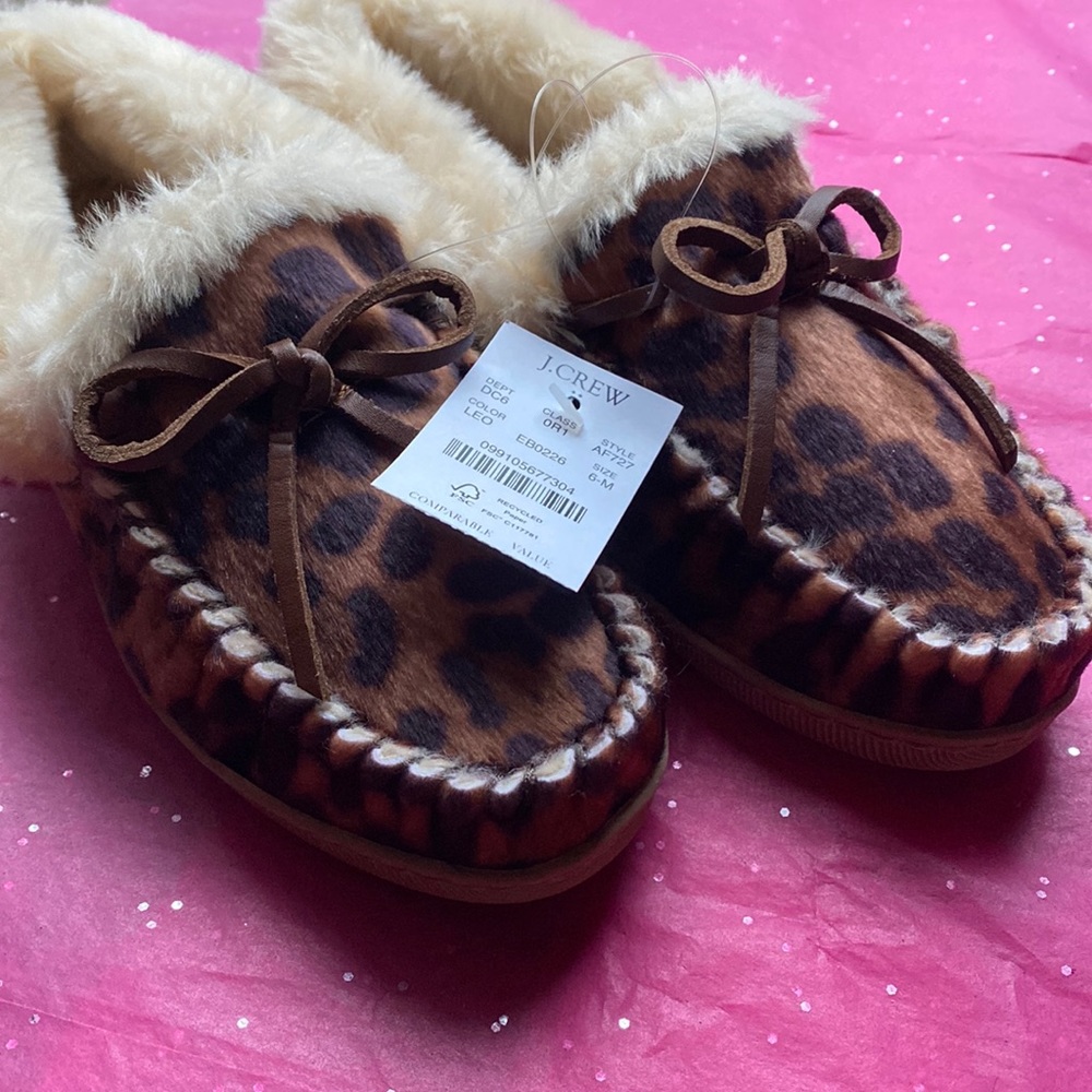 ❌SOLD❌ J. CREW Leopard Moccasin Slippers